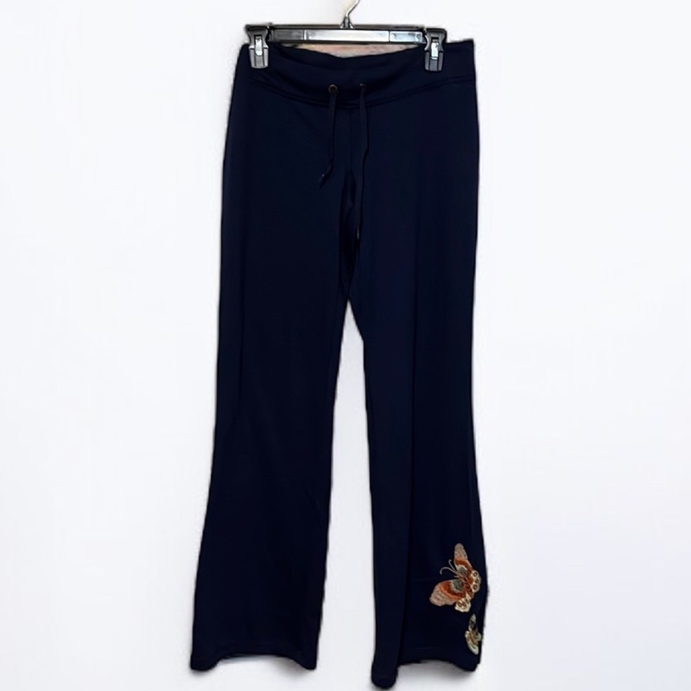 Lovestitch navy pants, appliqué on leg . sz L